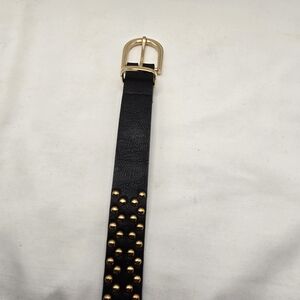 Black Studded Belt with Gold Buckle Size 32